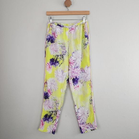 Anthropologie By Eloise Yellow Floral Satin Pajama Pant Sleepwear Small - Picture 6 of 12